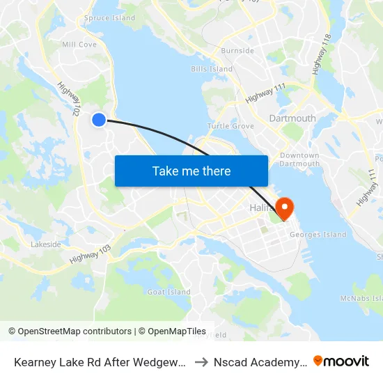 Kearney Lake Rd After Wedgewood Ave (7023) to Nscad Academy Building map