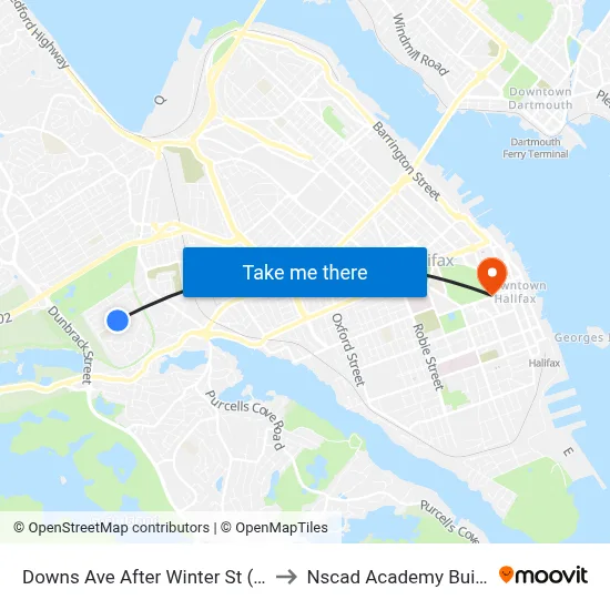 Downs Ave After Winter St (6577) to Nscad Academy Building map