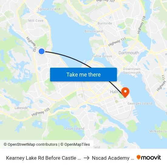 Kearney Lake Rd Before Castle Hill Dr (7024) to Nscad Academy Building map