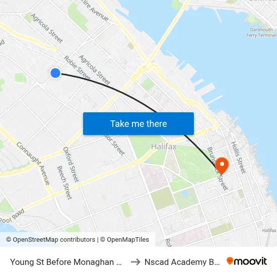 Young St Before Monaghan Dr (8633) to Nscad Academy Building map