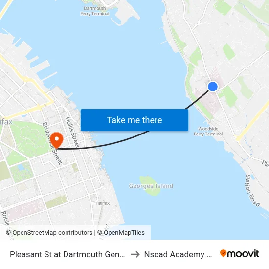 Pleasant St at Dartmouth General (7481) to Nscad Academy Building map