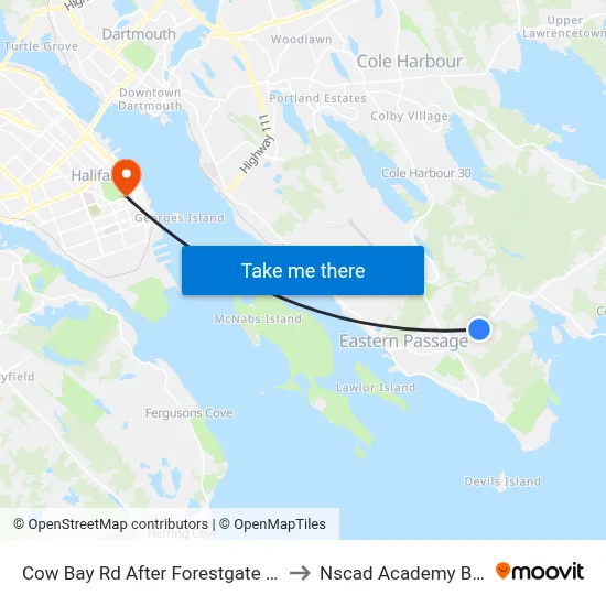 Cow Bay Rd After Forestgate Dr (8668) to Nscad Academy Building map