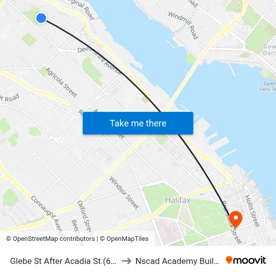 Glebe St After Acadia St (6734) to Nscad Academy Building map