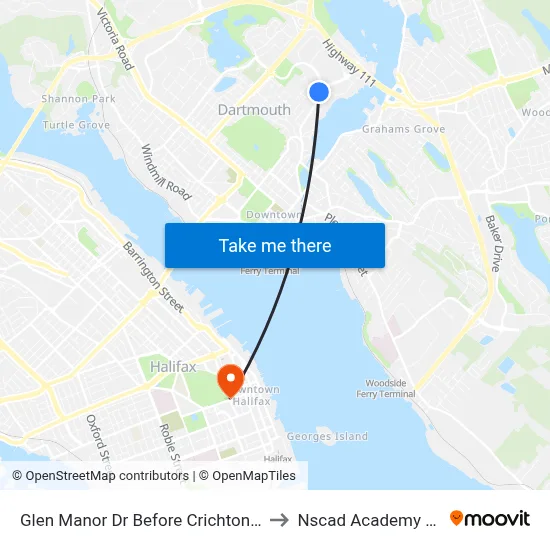 Glen Manor Dr Before Crichton Ave (6735) to Nscad Academy Building map
