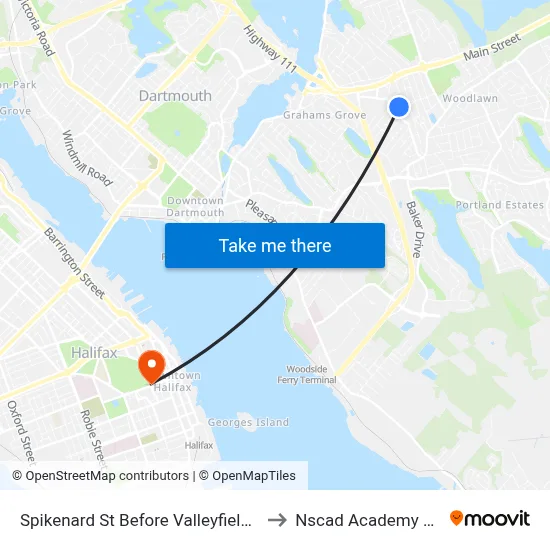 Spikenard St Before Valleyfield Rd (8319) to Nscad Academy Building map