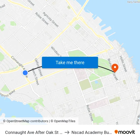 Connaught Ave After Oak St (6495) to Nscad Academy Building map