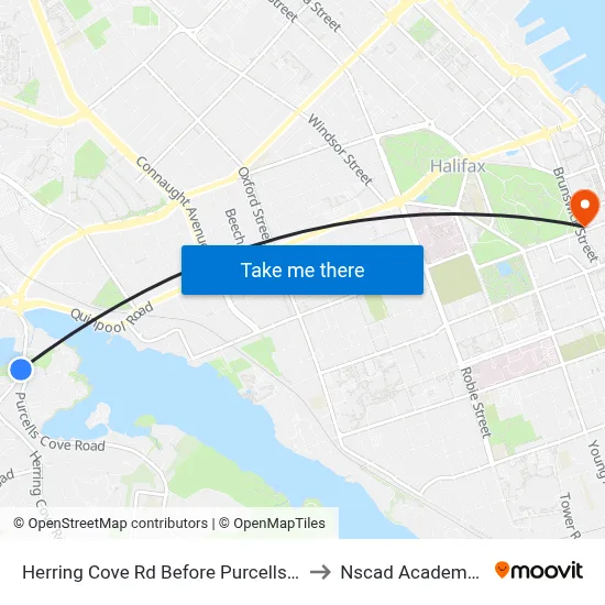 Herring Cove Rd Before Purcells Cove Rd (6903) to Nscad Academy Building map
