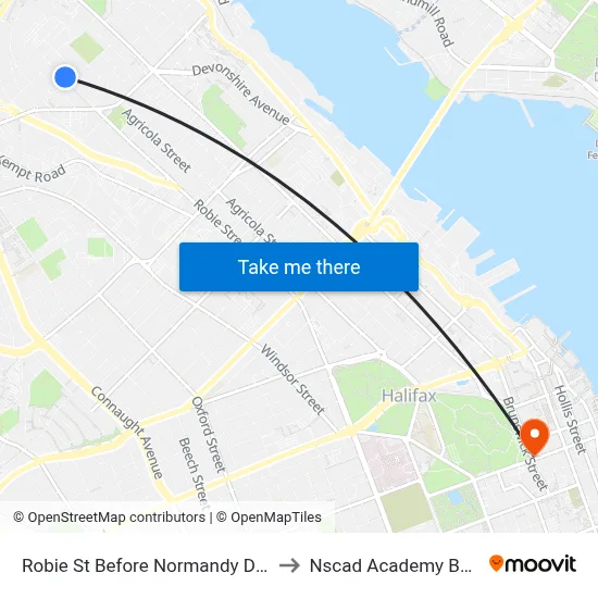 Robie St Before Normandy Dr (8212) to Nscad Academy Building map