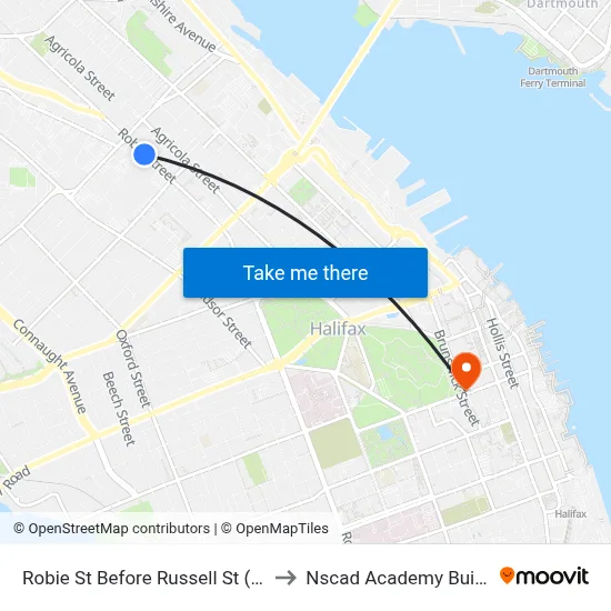 Robie St Before Russell St (8215) to Nscad Academy Building map