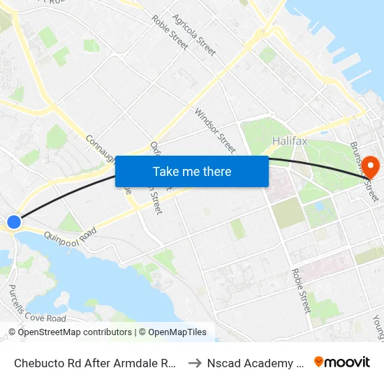 Chebucto Rd After Armdale Rotary (6399) to Nscad Academy Building map