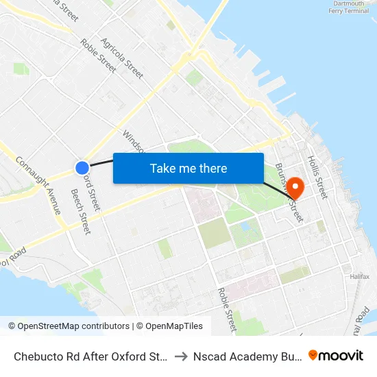 Chebucto Rd After Oxford St (6396) to Nscad Academy Building map