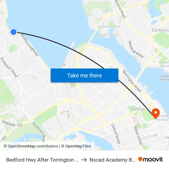 Bedford Hwy After Torrington Dr (6262) to Nscad Academy Building map