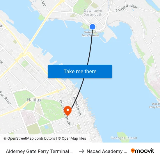 Alderney Gate Ferry Terminal Bay 2 (6063) to Nscad Academy Building map