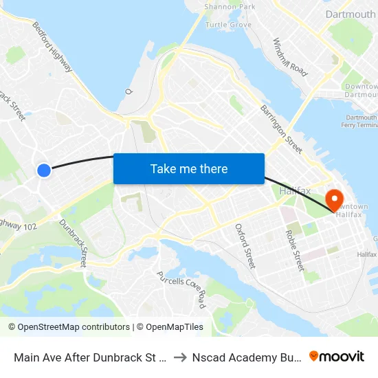 Main Ave After Dunbrack St (7162) to Nscad Academy Building map