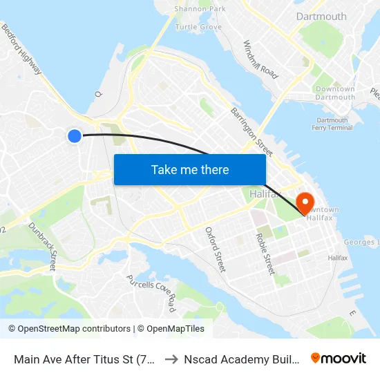 Main Ave After Titus St (7166) to Nscad Academy Building map