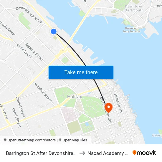 Barrington St After Devonshire Ave (6090) to Nscad Academy Building map