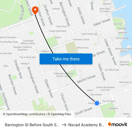 Barrington St Before South St (6097) to Nscad Academy Building map
