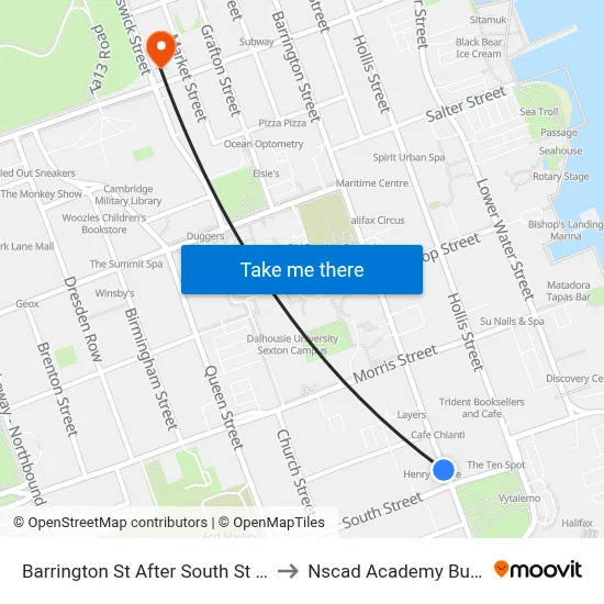 Barrington St After South St (6096) to Nscad Academy Building map