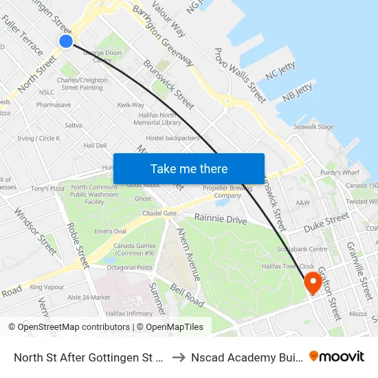 North St After Gottingen St (7346) to Nscad Academy Building map