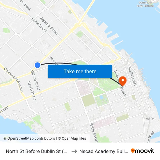 North St Before Dublin St (7345) to Nscad Academy Building map