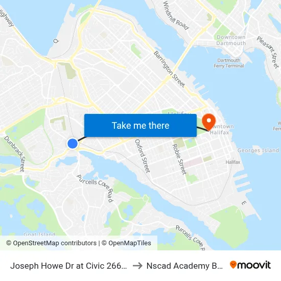 Joseph Howe Dr at Civic 2668 (7008) to Nscad Academy Building map