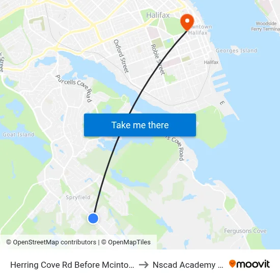 Herring Cove Rd Before Mcintosh St (6899) to Nscad Academy Building map