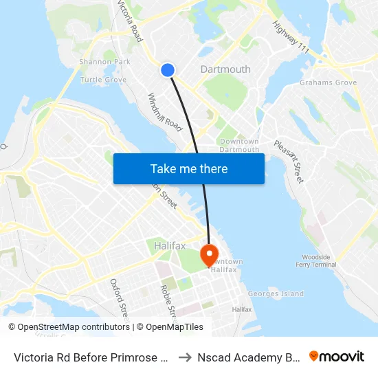Victoria Rd Before Primrose St (8426) to Nscad Academy Building map