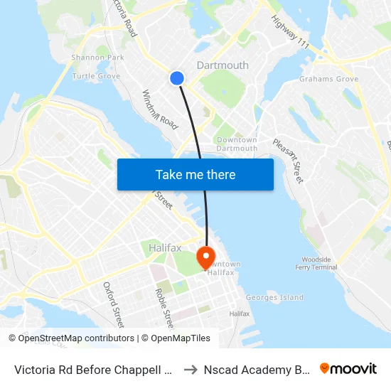 Victoria Rd Before Chappell St (8420) to Nscad Academy Building map