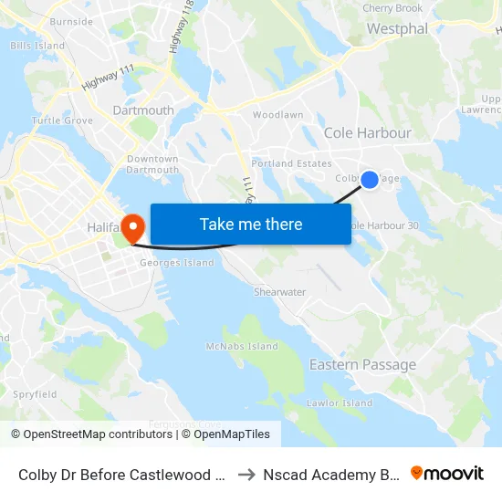 Colby Dr Before Castlewood Dr (6470) to Nscad Academy Building map