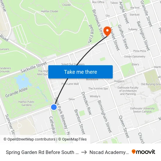 Spring Garden Rd Before South Park St (8333) to Nscad Academy Building map