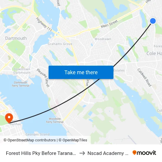 Forest Hills Pky Before Taranaki Dr (6668) to Nscad Academy Building map