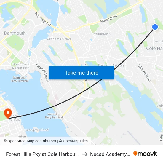 Forest Hills Pky at Cole Harbour Place (6669) to Nscad Academy Building map