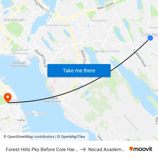 Forest Hills Pky Before Cole Harbour Rd (6667) to Nscad Academy Building map