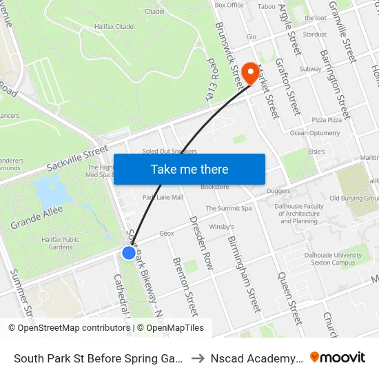 South Park St Before Spring Garden Rd (8312) to Nscad Academy Building map