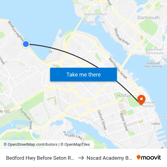 Bedford Hwy Before Seton Rd (6286) to Nscad Academy Building map