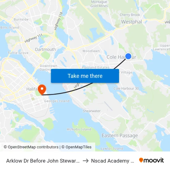 Arklow Dr Before John Stewart Dr (6044) to Nscad Academy Building map