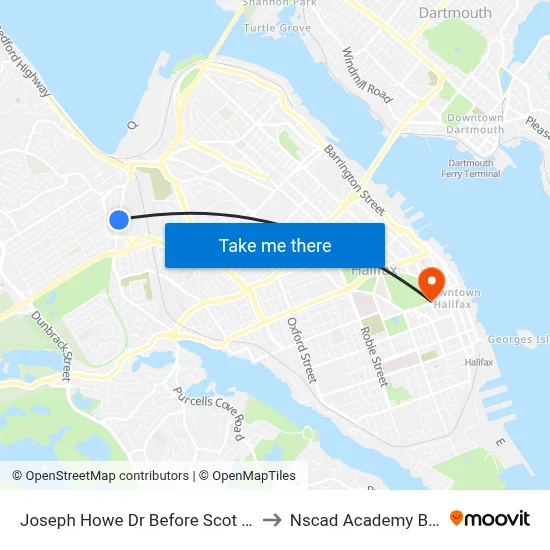 Joseph Howe Dr Before Scot St (6986) to Nscad Academy Building map