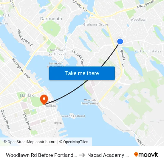 Woodlawn Rd Before Portland St (8600) to Nscad Academy Building map
