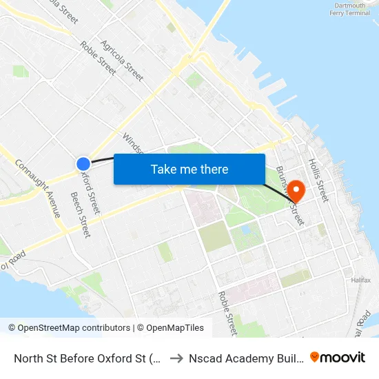 North St Before Oxford St (7356) to Nscad Academy Building map