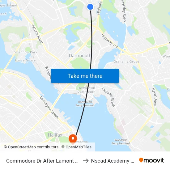 Commodore Dr After Lamont Terr (8659) to Nscad Academy Building map