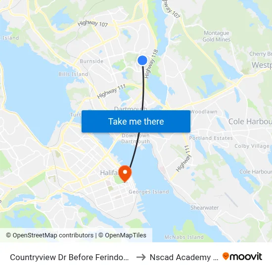 Countryview Dr Before Ferindonald Cl (8654) to Nscad Academy Building map