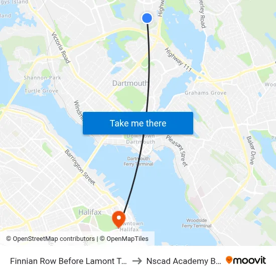 Finnian Row Before Lamont Terr (8657) to Nscad Academy Building map