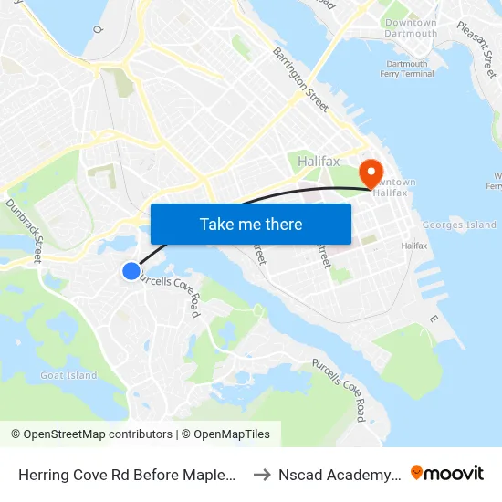 Herring Cove Rd Before Maplewood Dr (6910) to Nscad Academy Building map