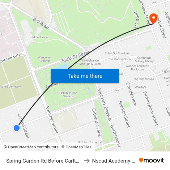 Spring Garden Rd Before Carlton St (8328) to Nscad Academy Building map