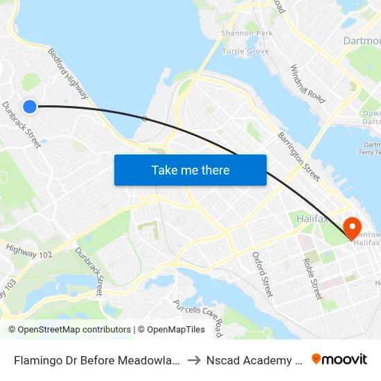Flamingo Dr Before Meadowlark Cr (6702) to Nscad Academy Building map
