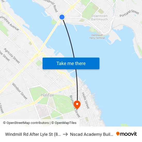 Windmill Rd After Lyle St (8127) to Nscad Academy Building map