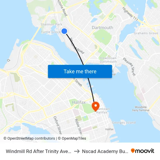 Windmill Rd After Trinity Ave (8513) to Nscad Academy Building map