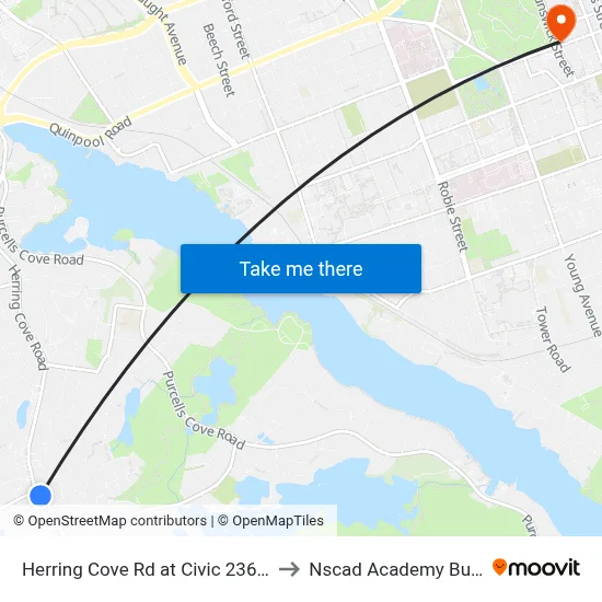 Herring Cove Rd at Civic 236 (6872) to Nscad Academy Building map