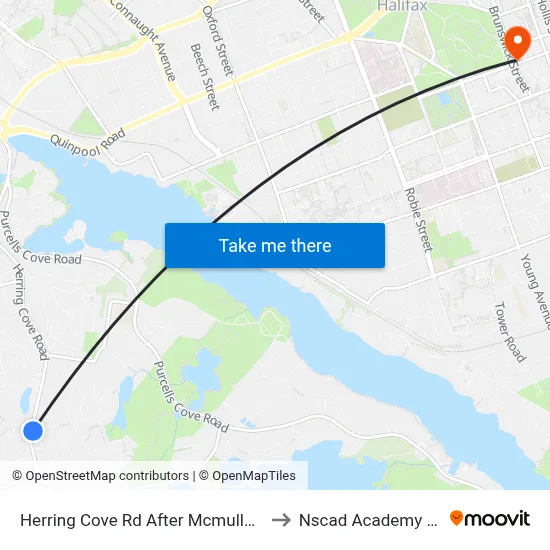 Herring Cove Rd After Mcmullen Rd (6870) to Nscad Academy Building map
