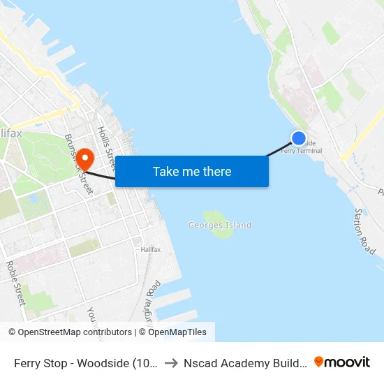 Ferry Stop - Woodside (1075) to Nscad Academy Building map